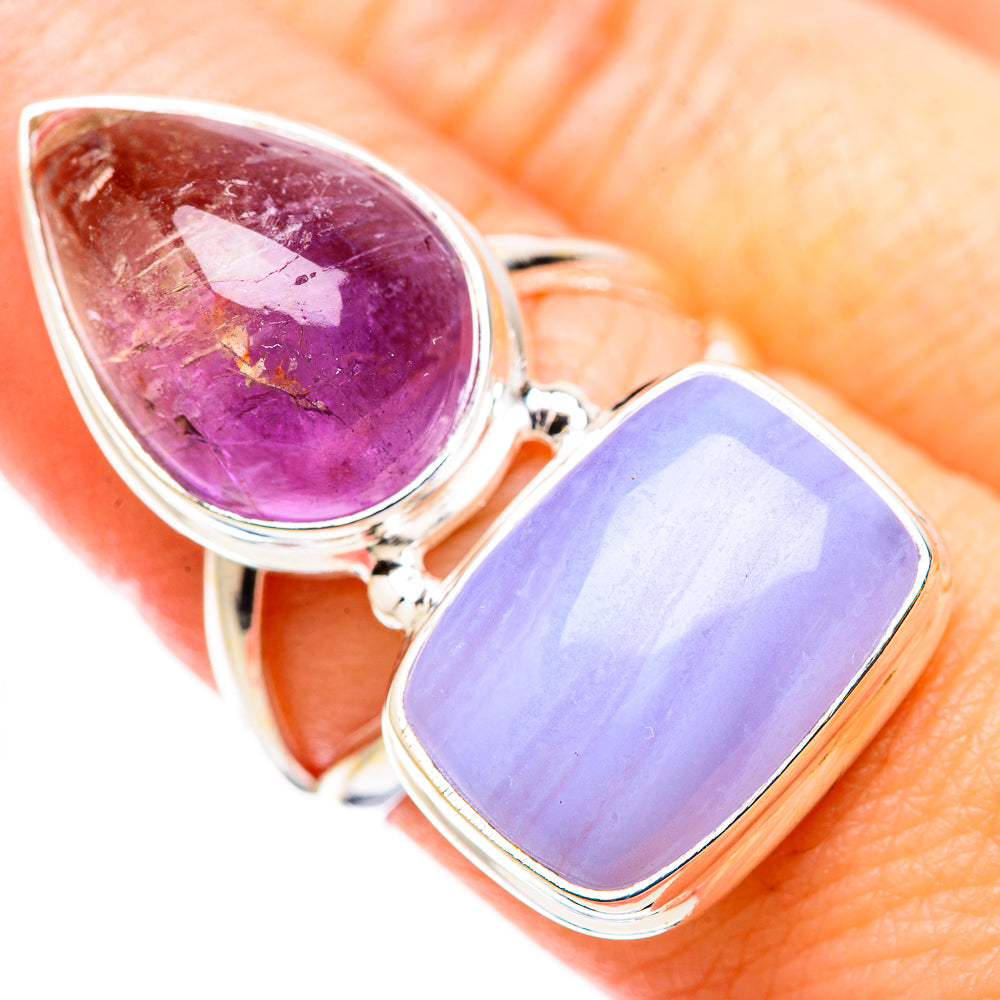 Blue Lace Agate Rings handcrafted by Anasilvercos - RING131115