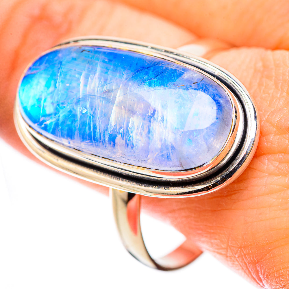 Rainbow Moonstone Rings handcrafted by Anasilvercos - RING131119
