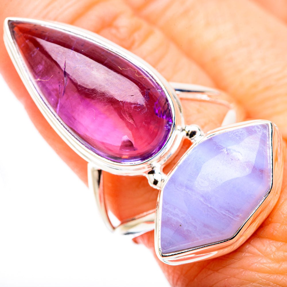 Blue Lace Agate Rings handcrafted by Anasilvercos - RING131127