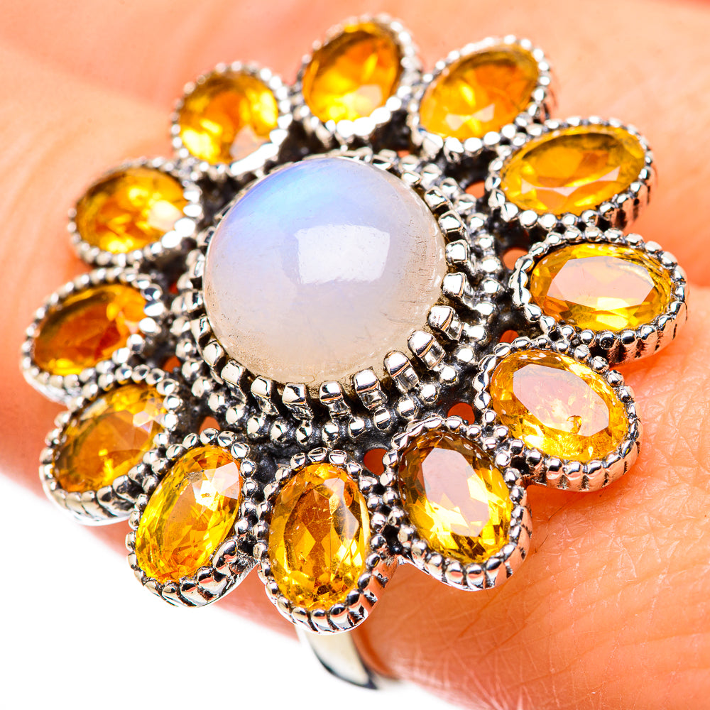 Rainbow Moonstone Rings handcrafted by Anasilvercos - RING131134