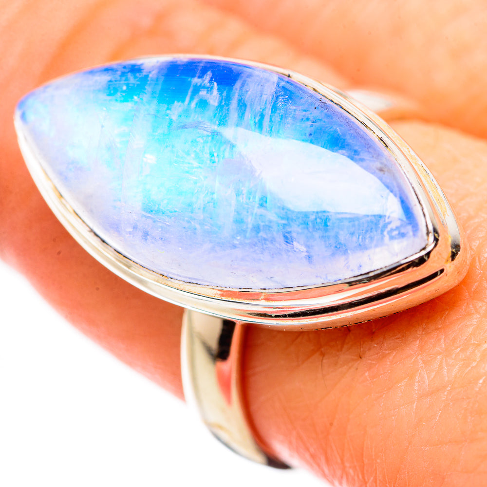 Rainbow Moonstone Rings handcrafted by Anasilvercos - RING131145