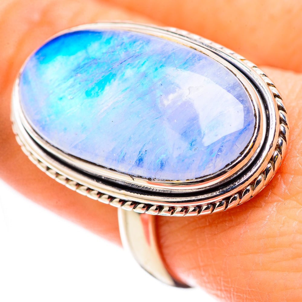 Rainbow Moonstone Rings handcrafted by Anasilvercos - RING131146