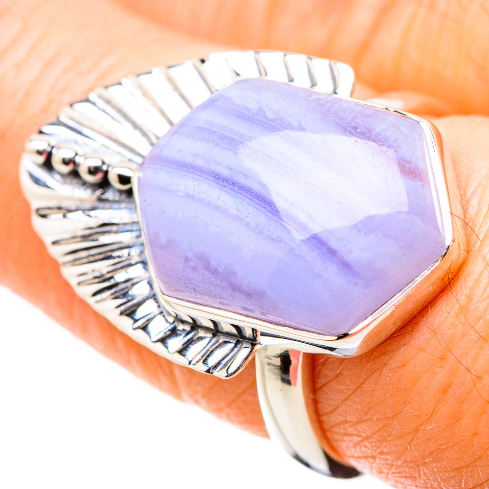 Blue Lace Agate Rings handcrafted by Anasilvercos - RING131168