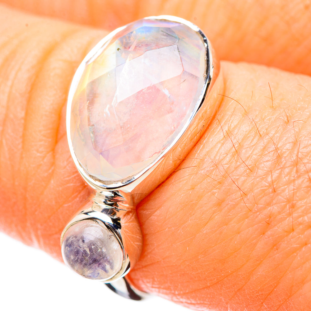 Rainbow Moonstone Rings handcrafted by Anasilvercos - RING131169