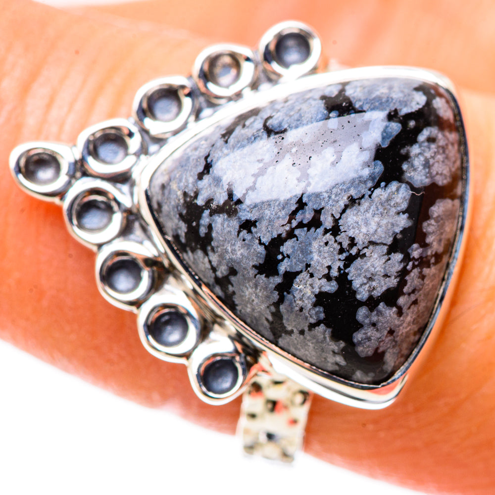 Snowflake Obsidian Rings handcrafted by Anasilvercos - RING131172