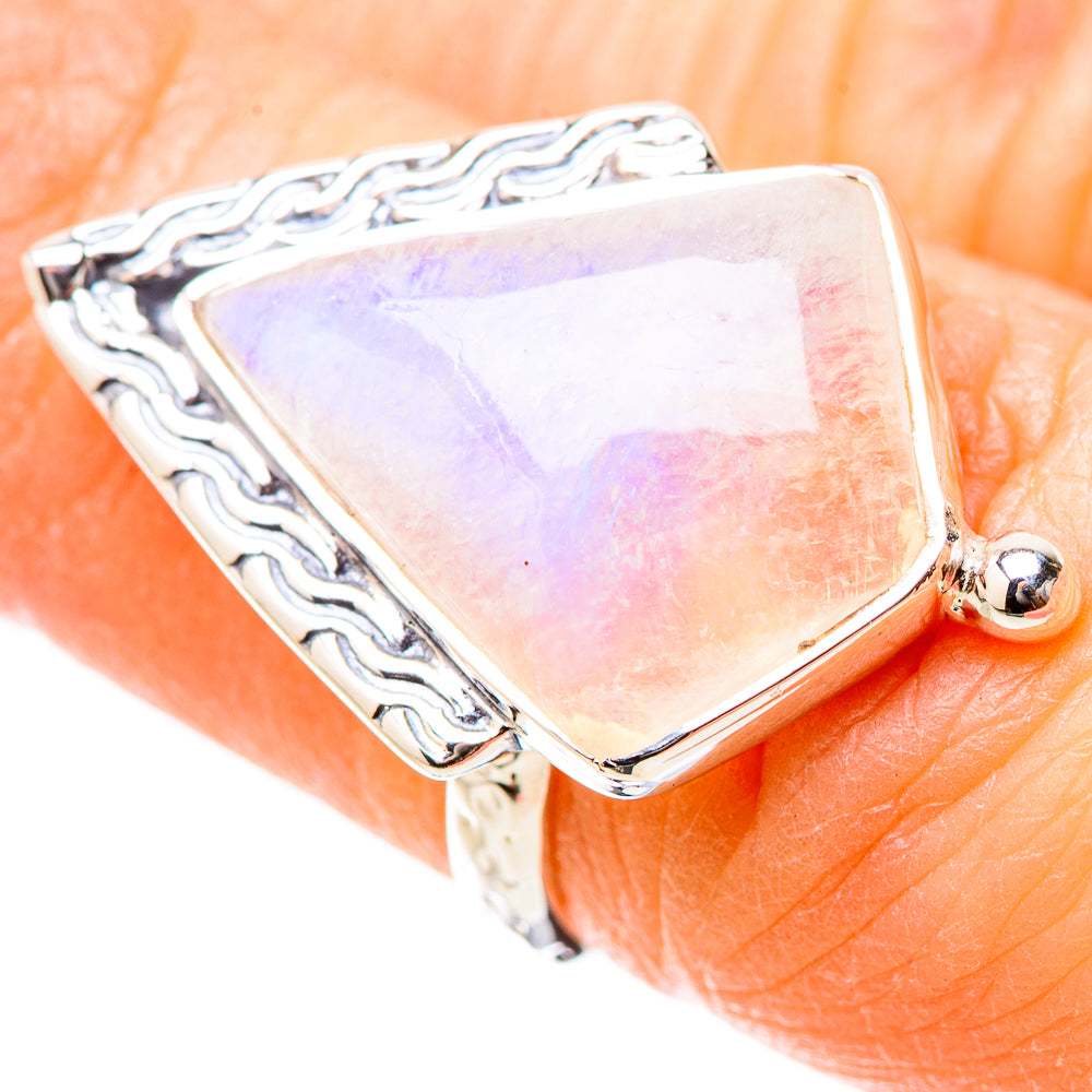 Rainbow Moonstone Rings handcrafted by Anasilvercos - RING131185