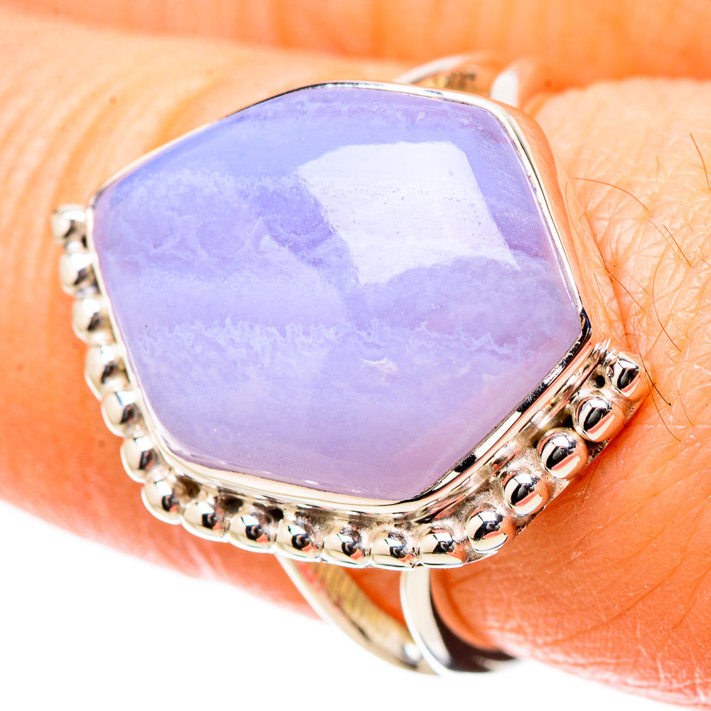 Blue Lace Agate Rings handcrafted by Anasilvercos - RING131188