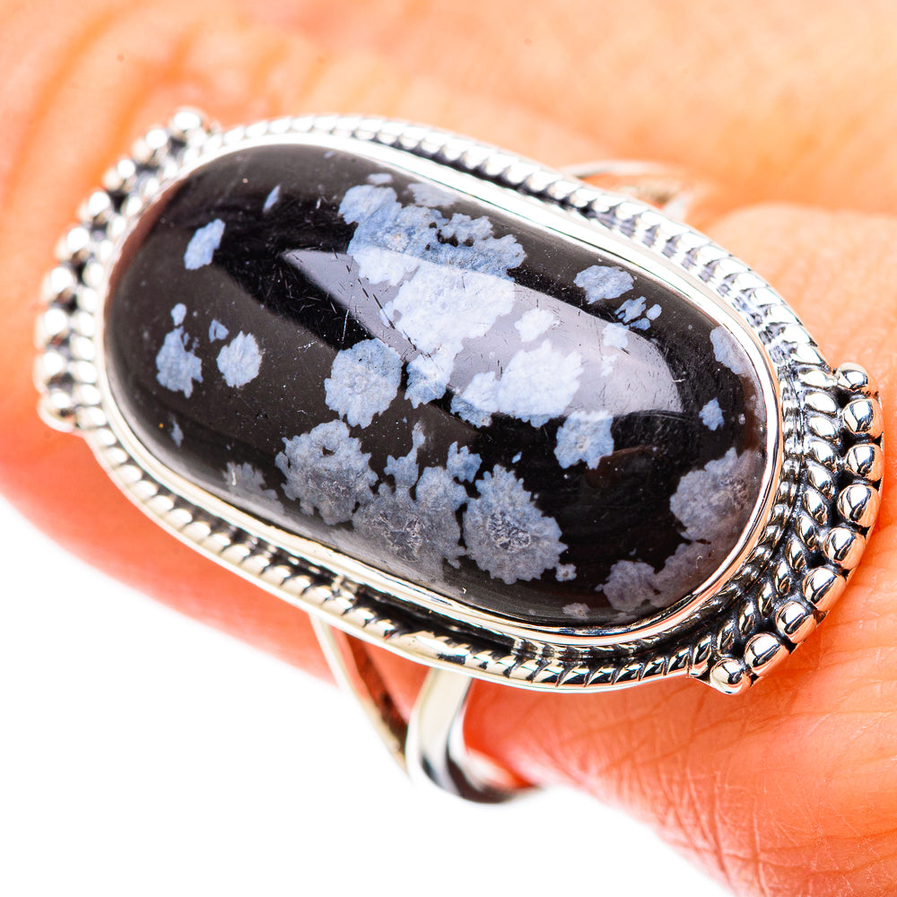 Snowflake Obsidian Rings handcrafted by Anasilvercos - RING131203