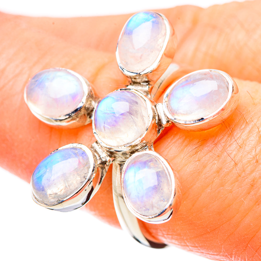 Rainbow Moonstone Rings handcrafted by Anasilvercos - RING131207