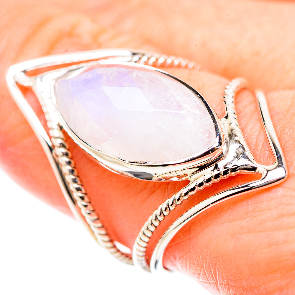 Rainbow Moonstone Rings handcrafted by Anasilvercos - RING131225