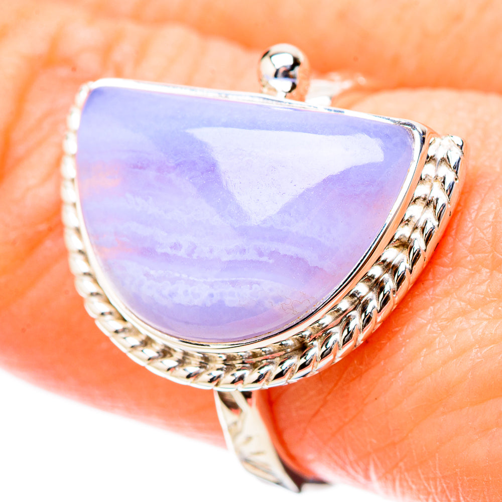 Blue Lace Agate Rings handcrafted by Anasilvercos - RING131226