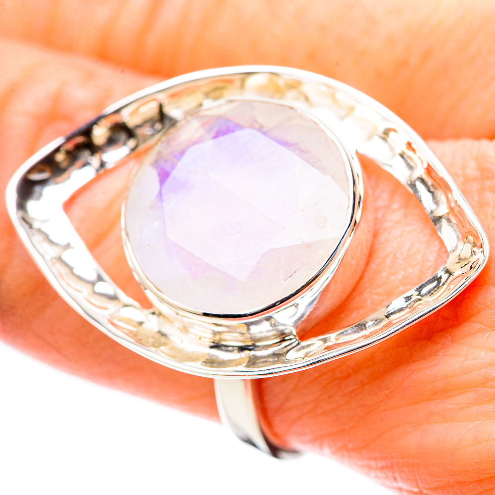 Rainbow Moonstone Rings handcrafted by Anasilvercos - RING131233