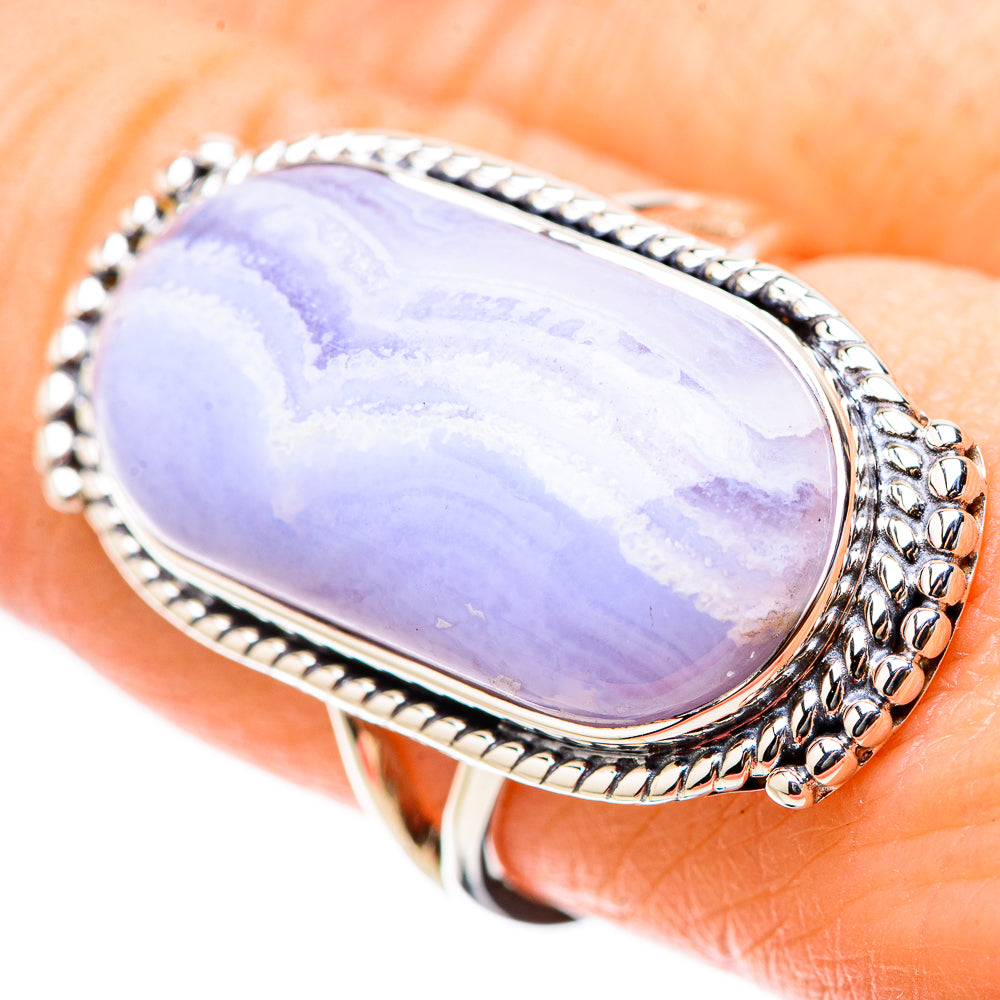 Blue Lace Agate Rings handcrafted by Anasilvercos - RING131234