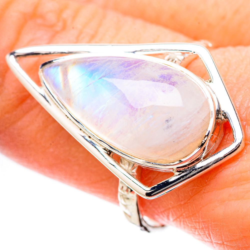 Rainbow Moonstone Rings handcrafted by Anasilvercos - RING131235