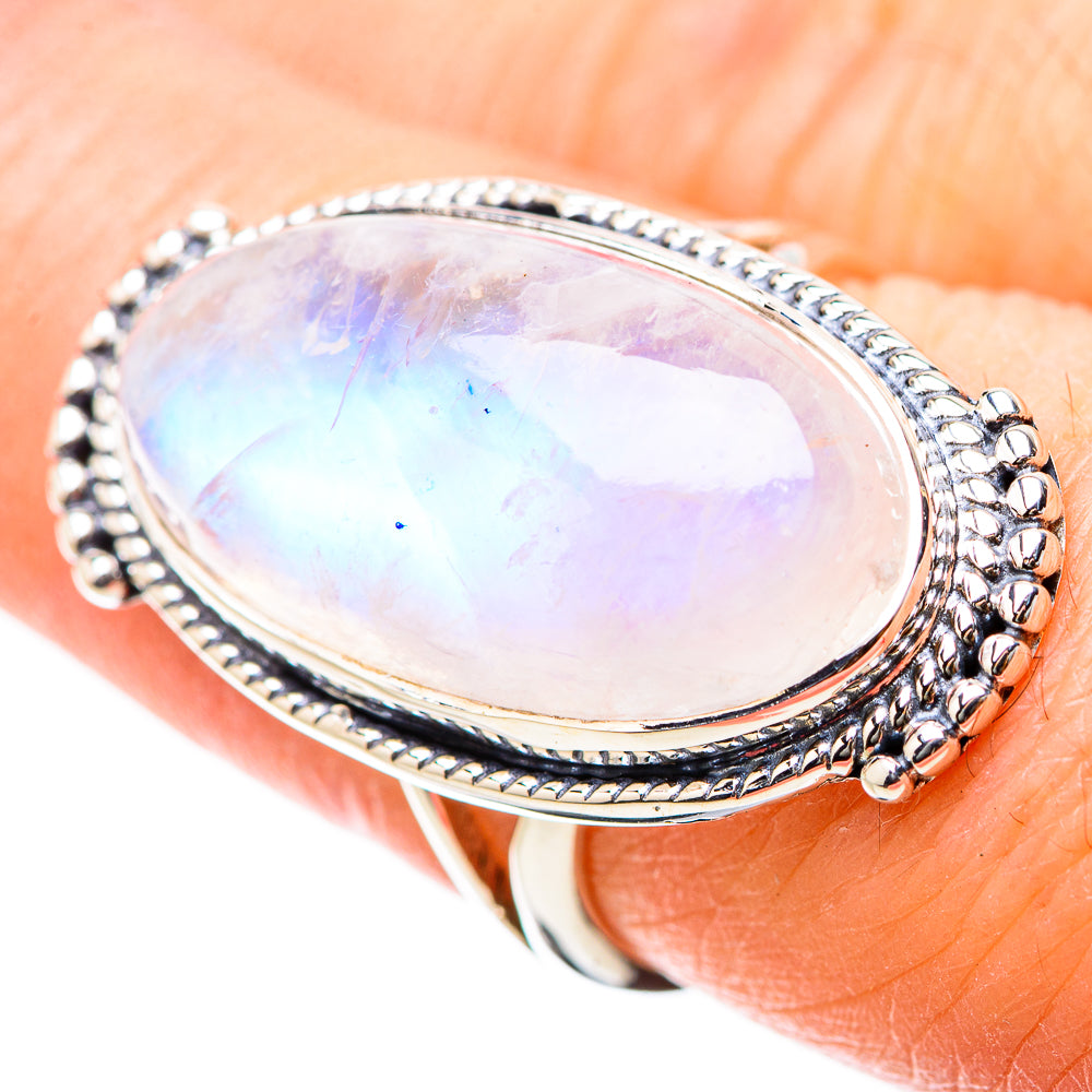 Rainbow Moonstone Rings handcrafted by Anasilvercos - RING131242
