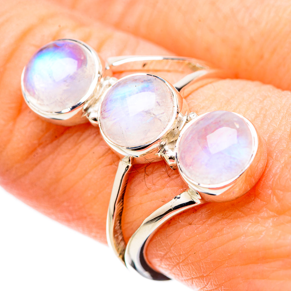 Rainbow Moonstone Rings handcrafted by Anasilvercos - RING131244