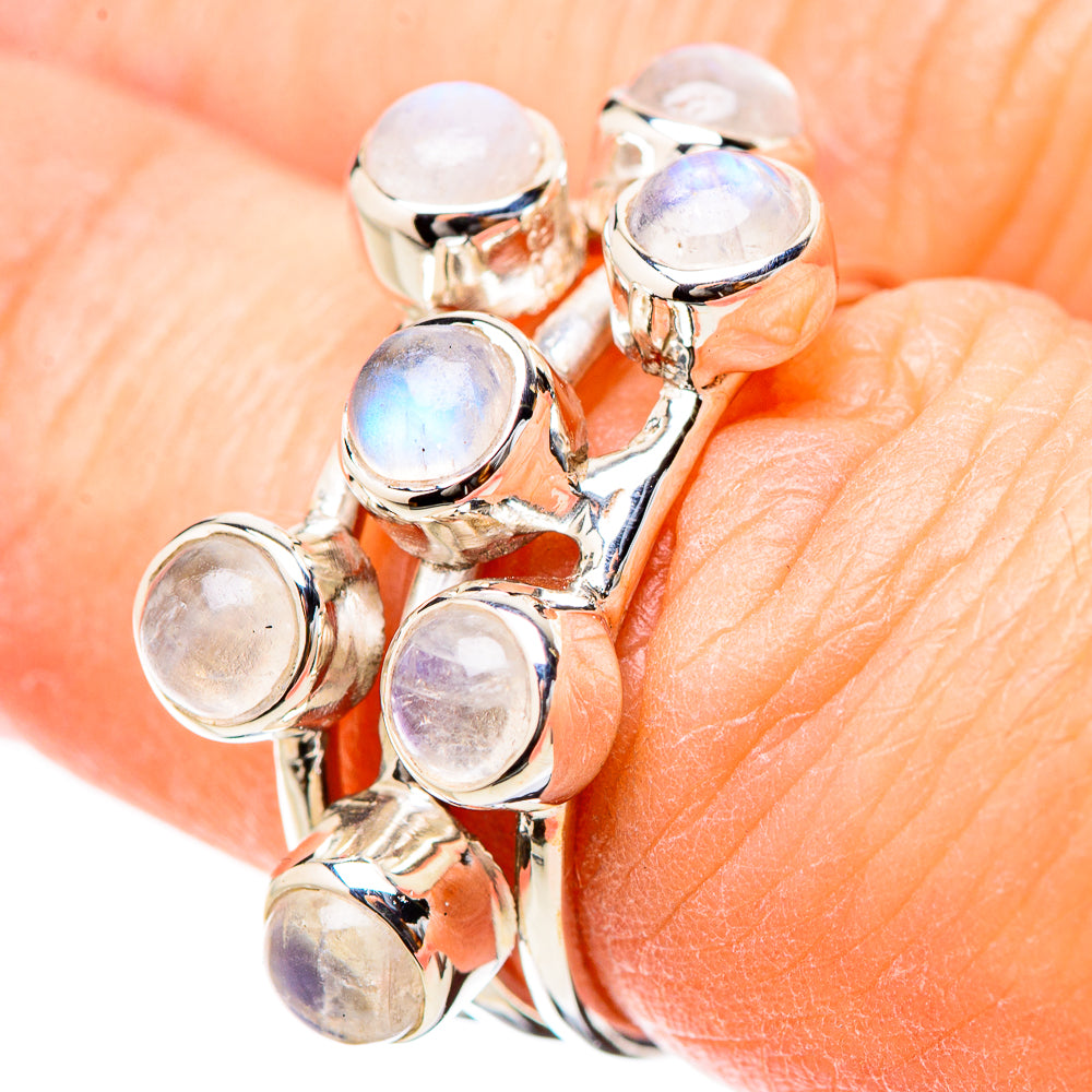 Rainbow Moonstone Rings handcrafted by Anasilvercos - RING131245