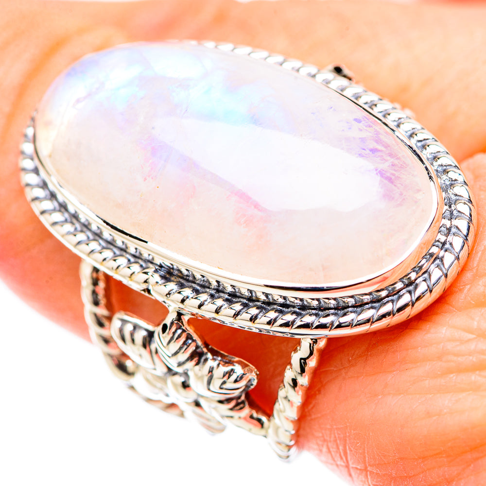 Rainbow Moonstone Rings handcrafted by Anasilvercos - RING131246