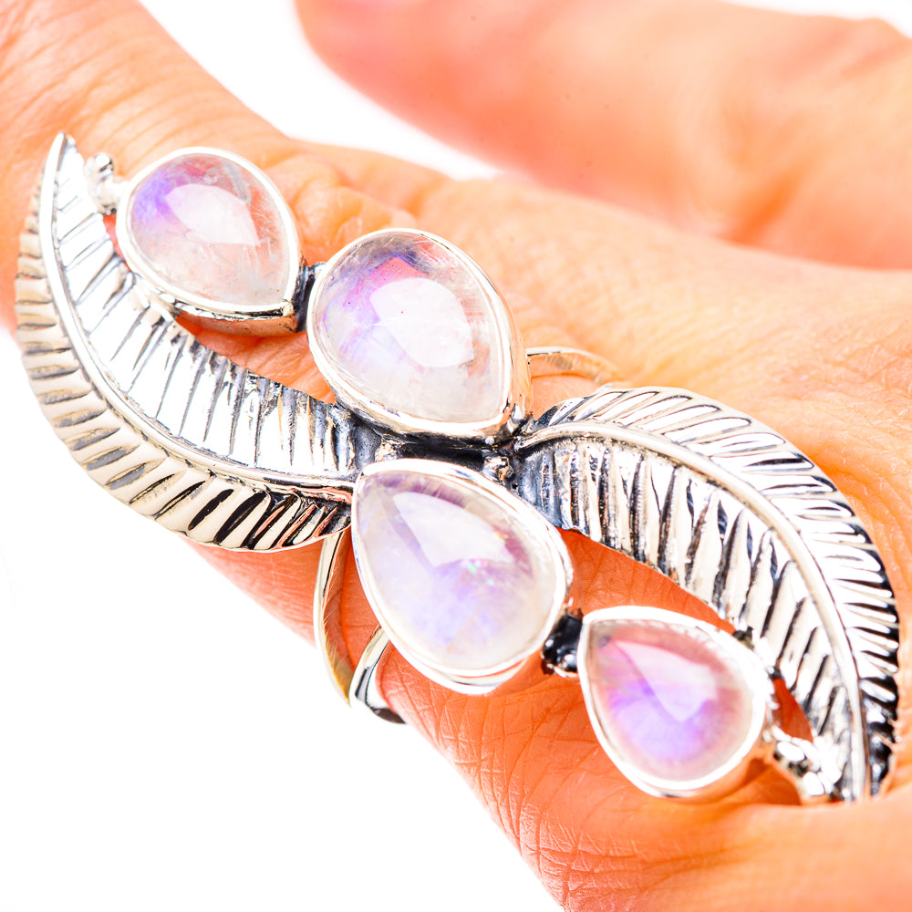 Rainbow Moonstone Rings handcrafted by Anasilvercos - RING131248