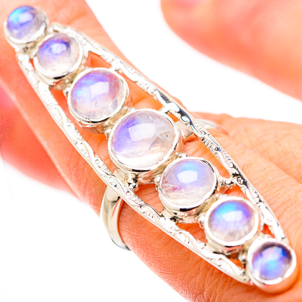 Rainbow Moonstone Rings handcrafted by Anasilvercos - RING131249
