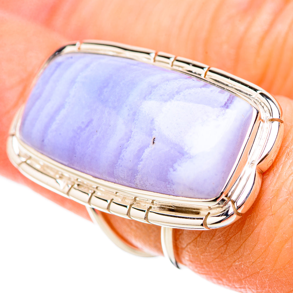 Blue Lace Agate Rings handcrafted by Anasilvercos - RING131266