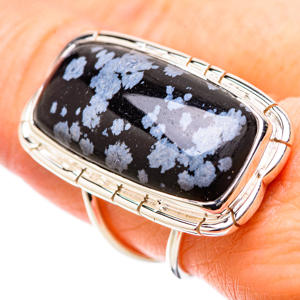 Snowflake Obsidian Rings handcrafted by Anasilvercos - RING131283