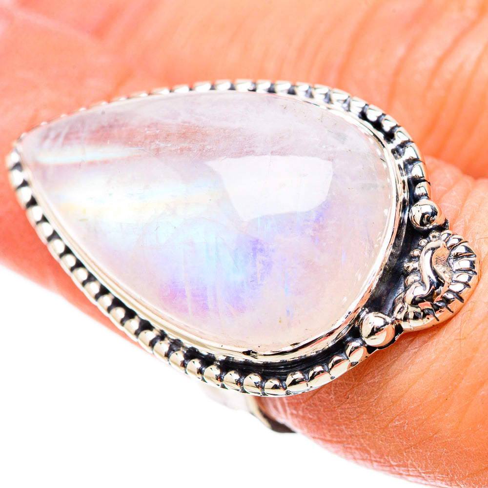 Rainbow Moonstone Rings handcrafted by Anasilvercos - RING131318