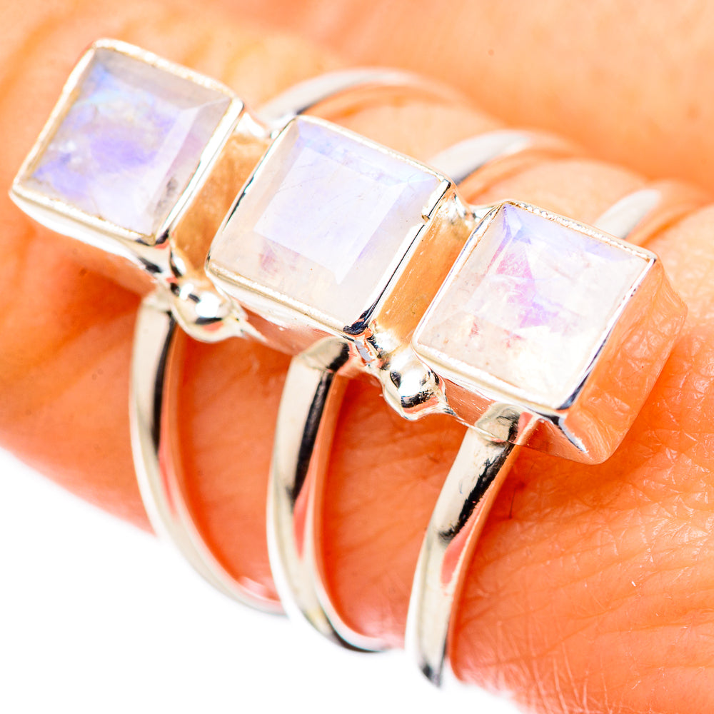 Rainbow Moonstone Rings handcrafted by Anasilvercos - RING131338