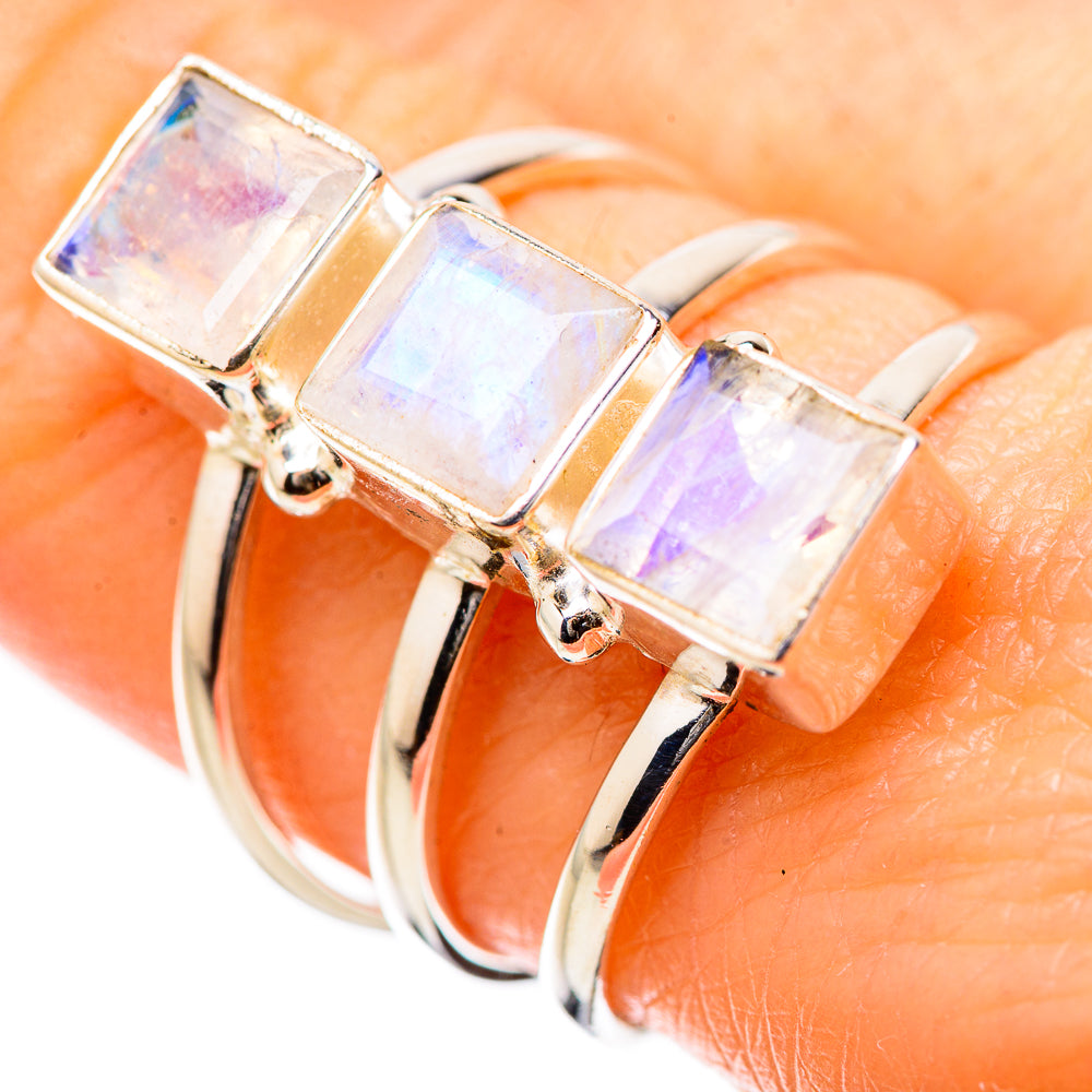 Rainbow Moonstone Rings handcrafted by Anasilvercos - RING131351