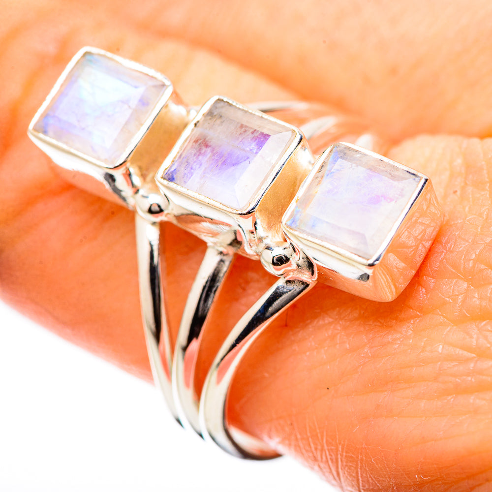 Rainbow Moonstone Rings handcrafted by Anasilvercos - RING131352