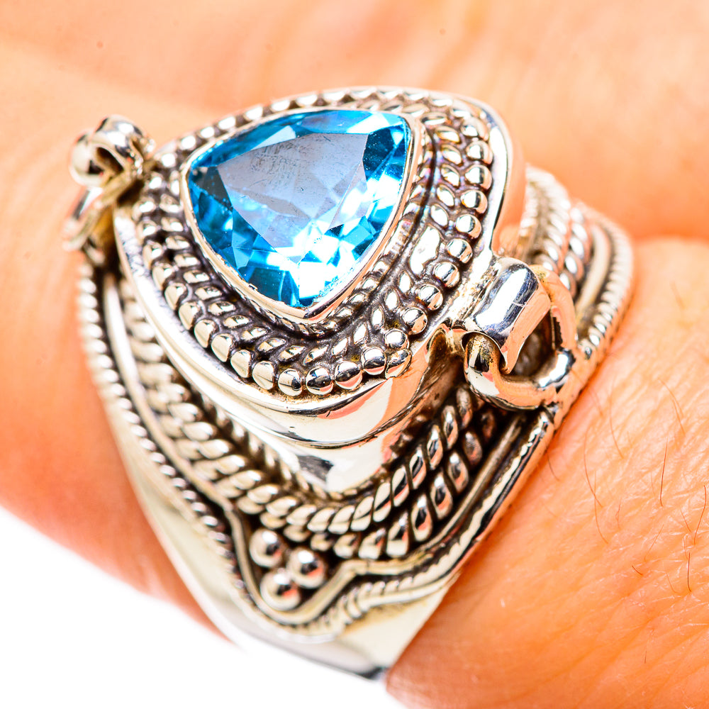 Kingman Mohave Turquoise Rings handcrafted by Anasilvercos - RING131356