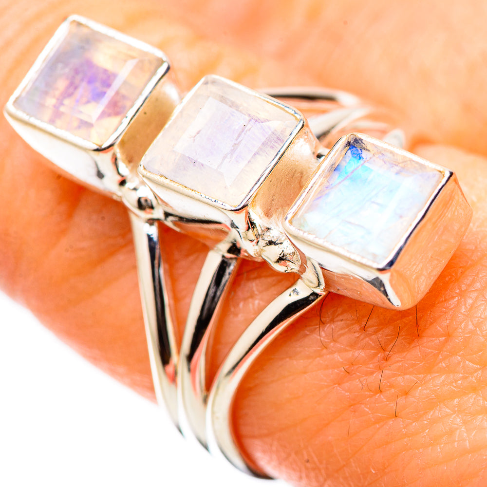 Rainbow Moonstone Rings handcrafted by Anasilvercos - RING131365