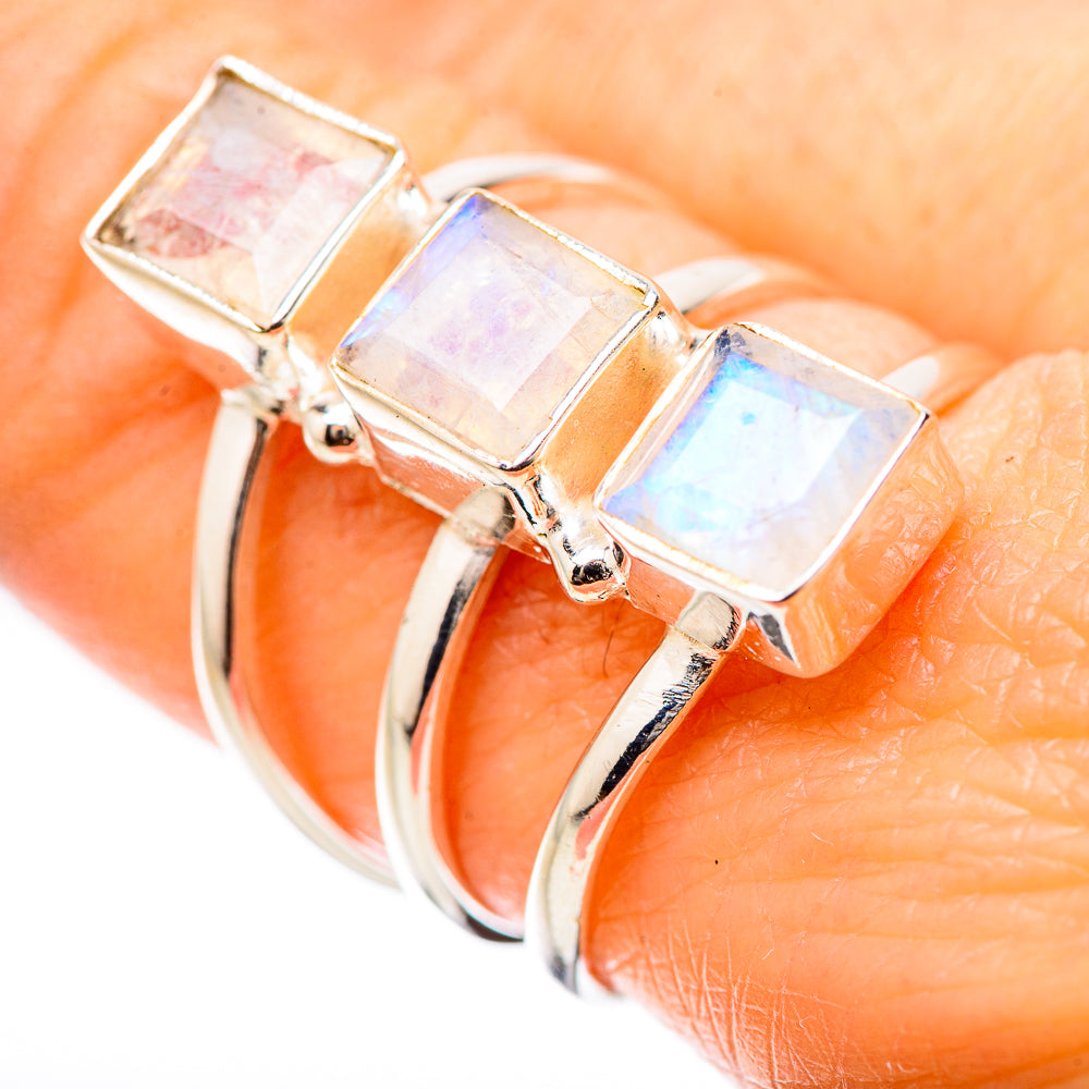 Rainbow Moonstone Rings handcrafted by Anasilvercos - RING131374