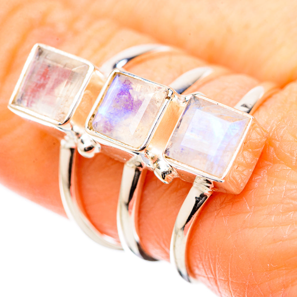 Rainbow Moonstone Rings handcrafted by Anasilvercos - RING131383