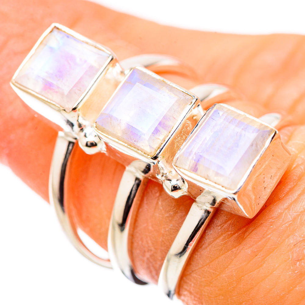 Rainbow Moonstone Rings handcrafted by Anasilvercos - RING131387
