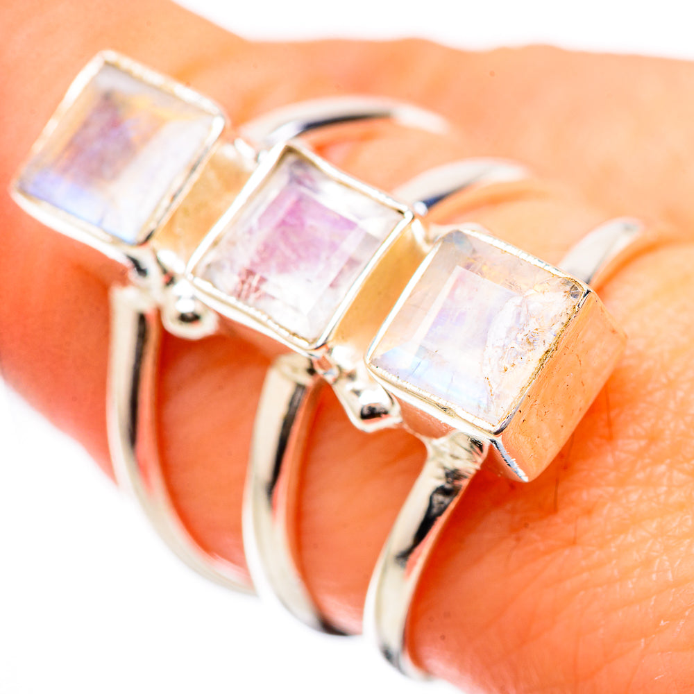 Rainbow Moonstone Rings handcrafted by Anasilvercos - RING131390