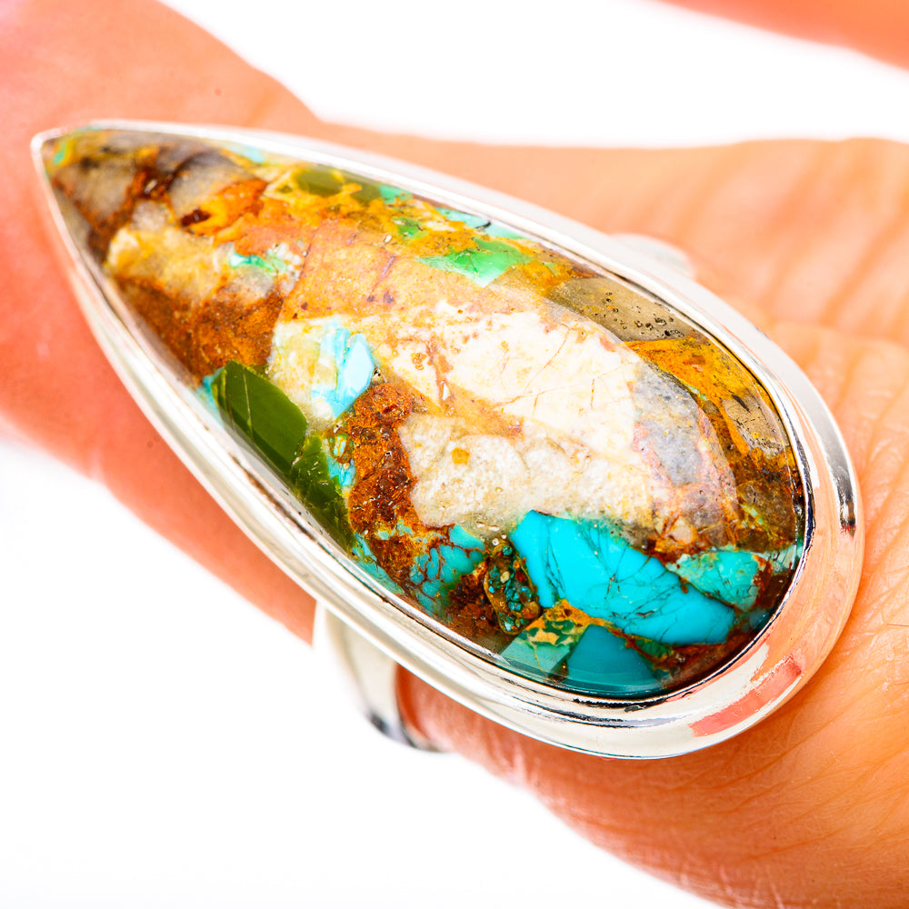 Kingman Mohave Turquoise Rings handcrafted by Anasilvercos - RING131392