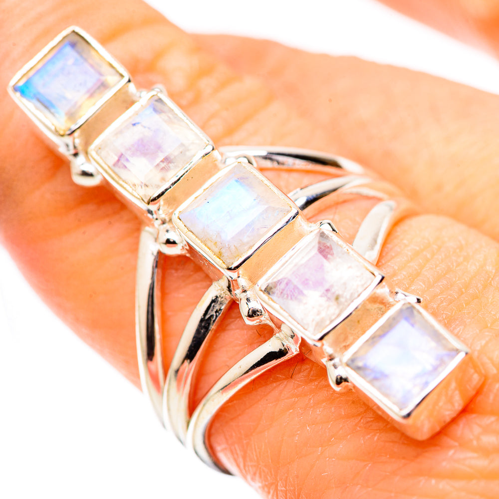 Rainbow Moonstone Rings handcrafted by Anasilvercos - RING131405
