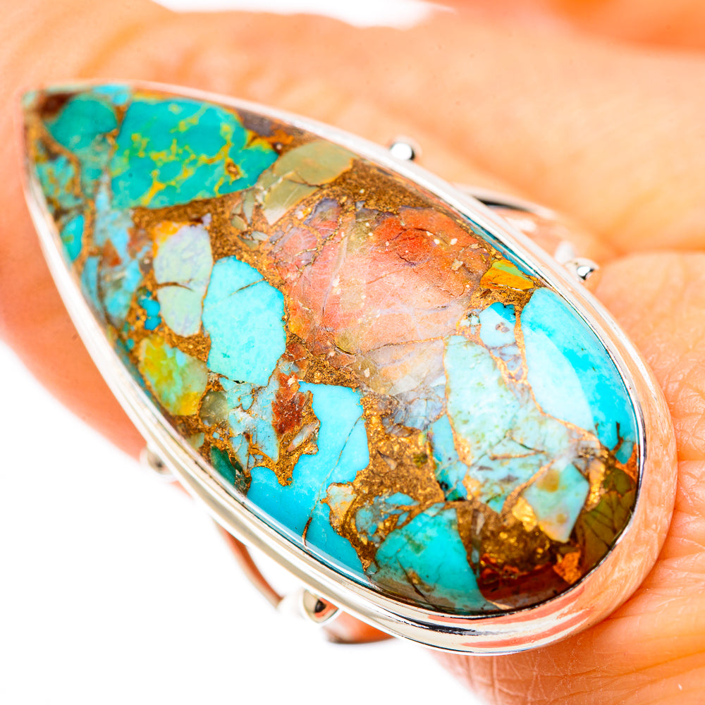 Kingman Mohave Turquoise Rings handcrafted by Anasilvercos - RING131425