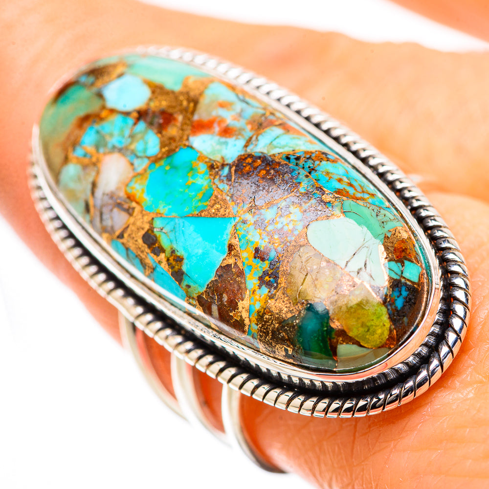 Kingman Mohave Turquoise Rings handcrafted by Anasilvercos - RING131426