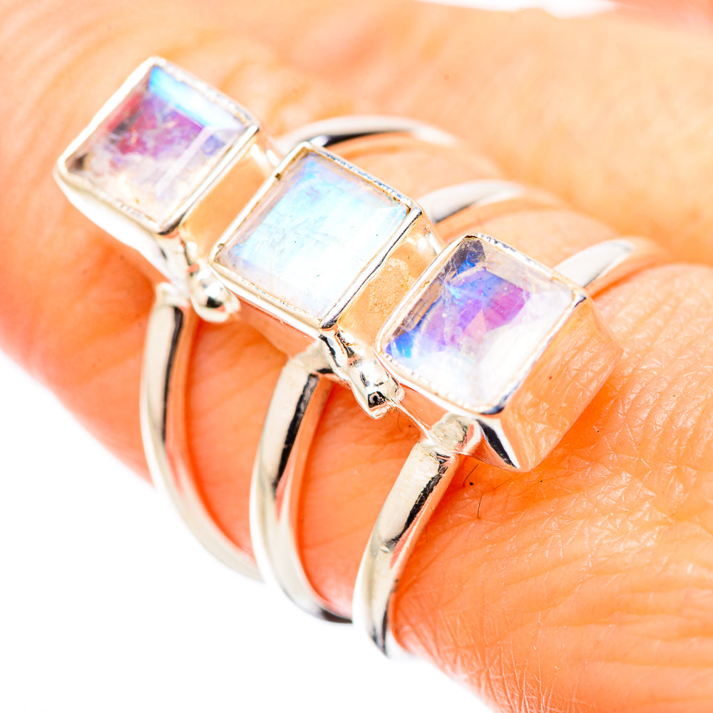 Rainbow Moonstone Rings handcrafted by Anasilvercos - RING131438