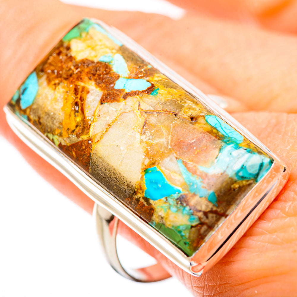 Kingman Mohave Turquoise Rings handcrafted by Anasilvercos - RING131442
