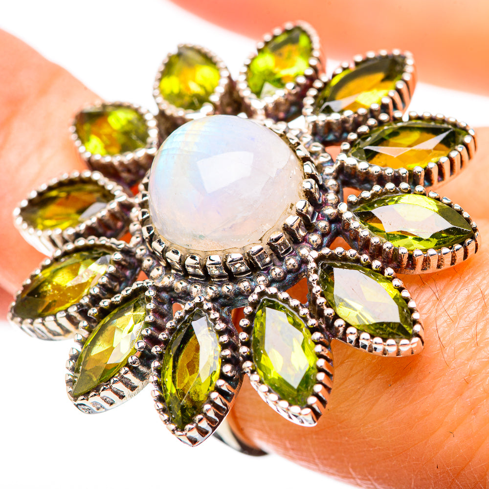 Rainbow Moonstone Rings handcrafted by Anasilvercos - RING131447