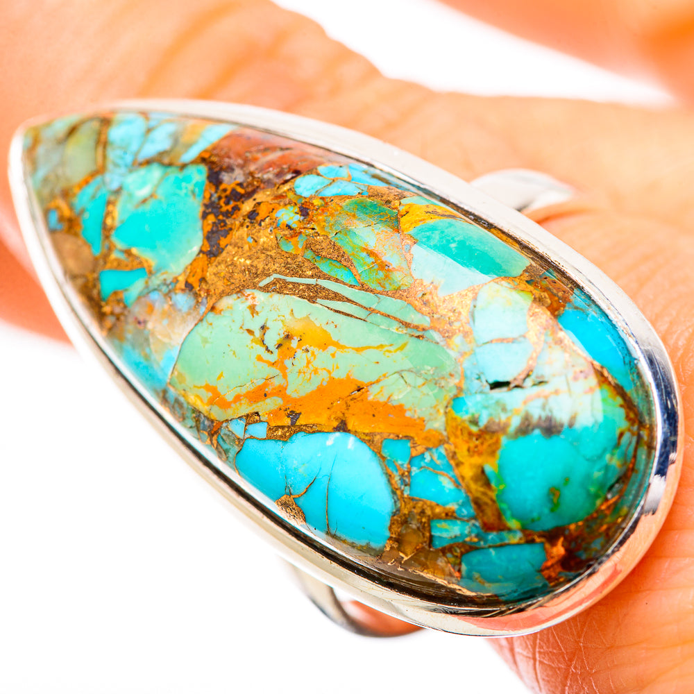 Kingman Mohave Turquoise Rings handcrafted by Anasilvercos - RING131457