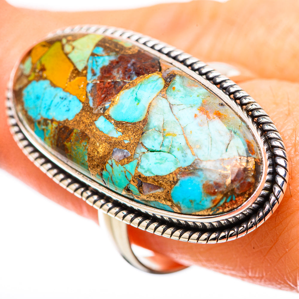 Kingman Mohave Turquoise Rings handcrafted by Anasilvercos - RING131460