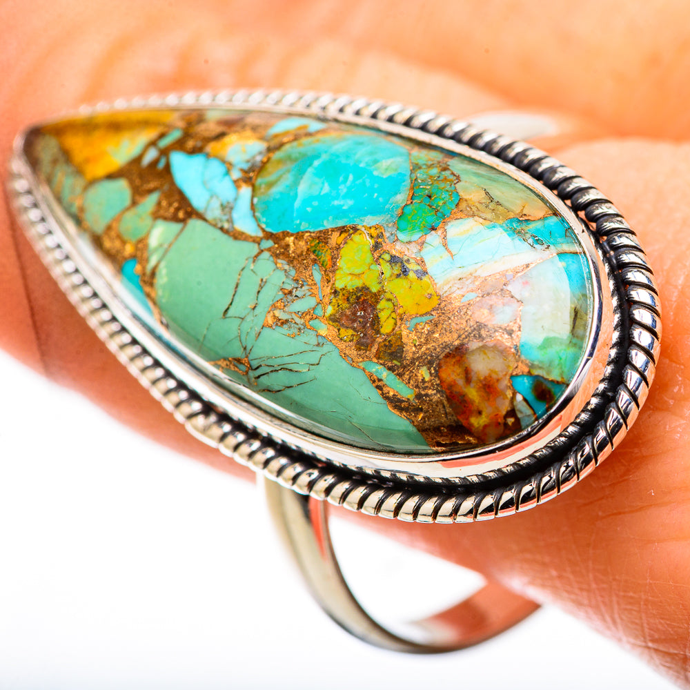 Kingman Mohave Turquoise Rings handcrafted by Anasilvercos - RING131461