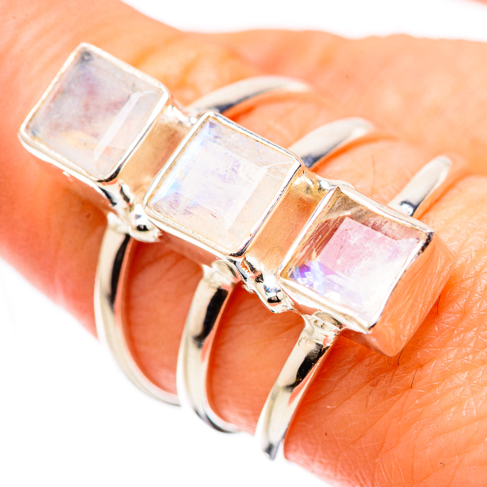 Rainbow Moonstone Rings handcrafted by Anasilvercos - RING131499