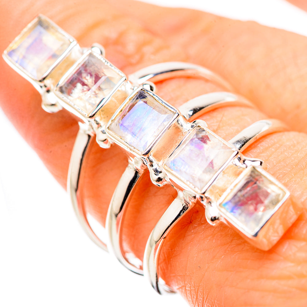Rainbow Moonstone Rings handcrafted by Anasilvercos - RING131518