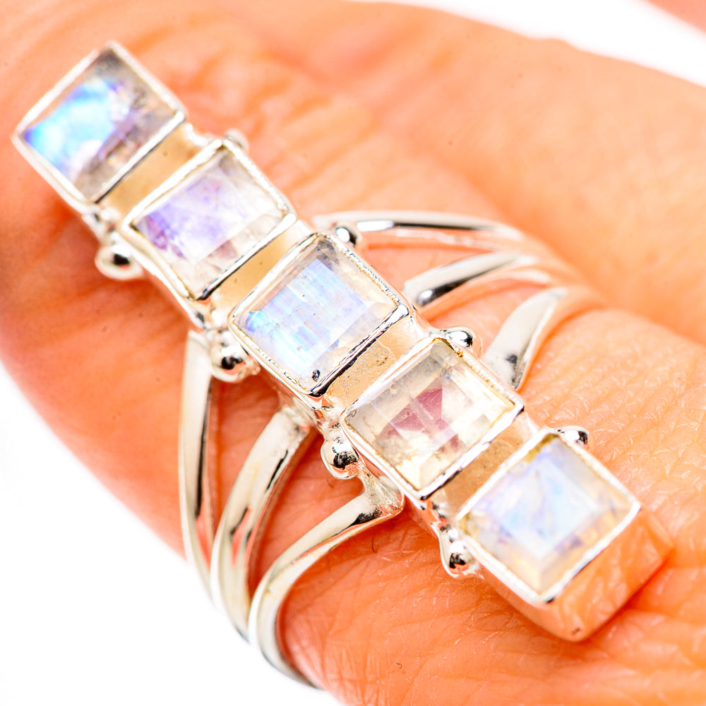 Rainbow Moonstone Rings handcrafted by Anasilvercos - RING131540