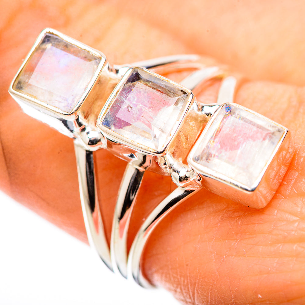 Rainbow Moonstone Rings handcrafted by Anasilvercos - RING131569